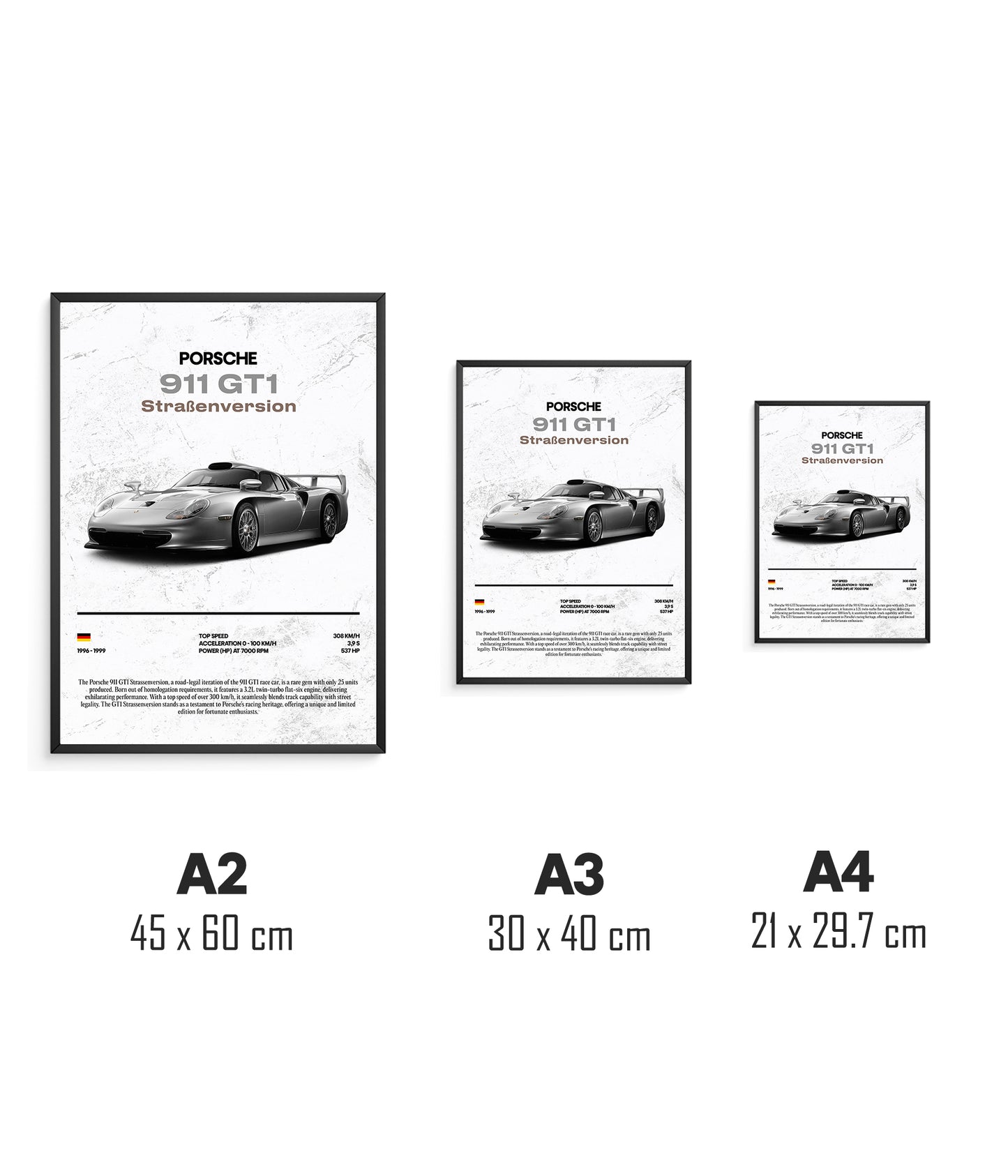 Poster Porsche 911 GT1 Straẞenversion
