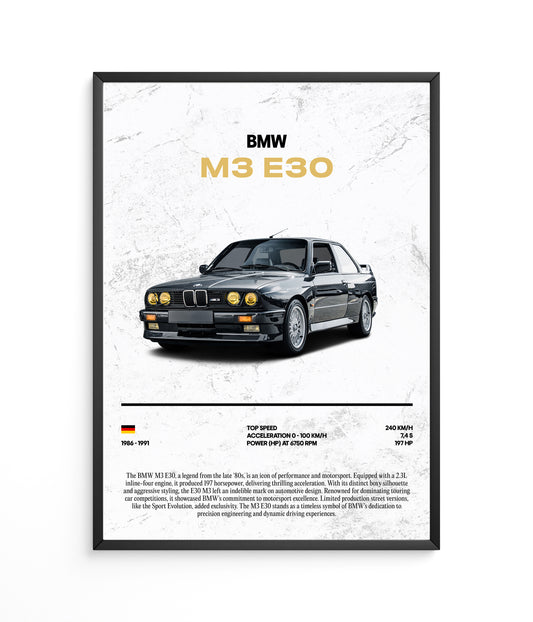 Poster BMW M3 E30