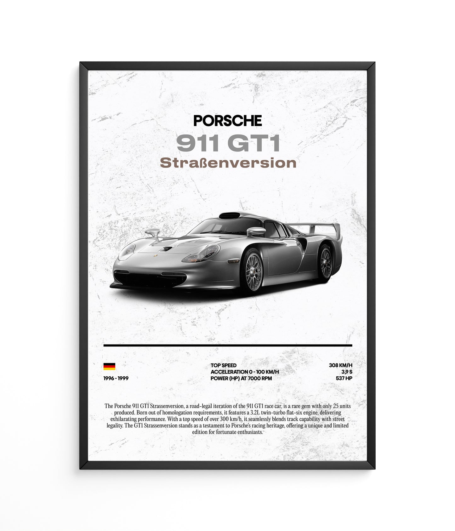 Poster Porsche 911 GT1 Straẞenversion