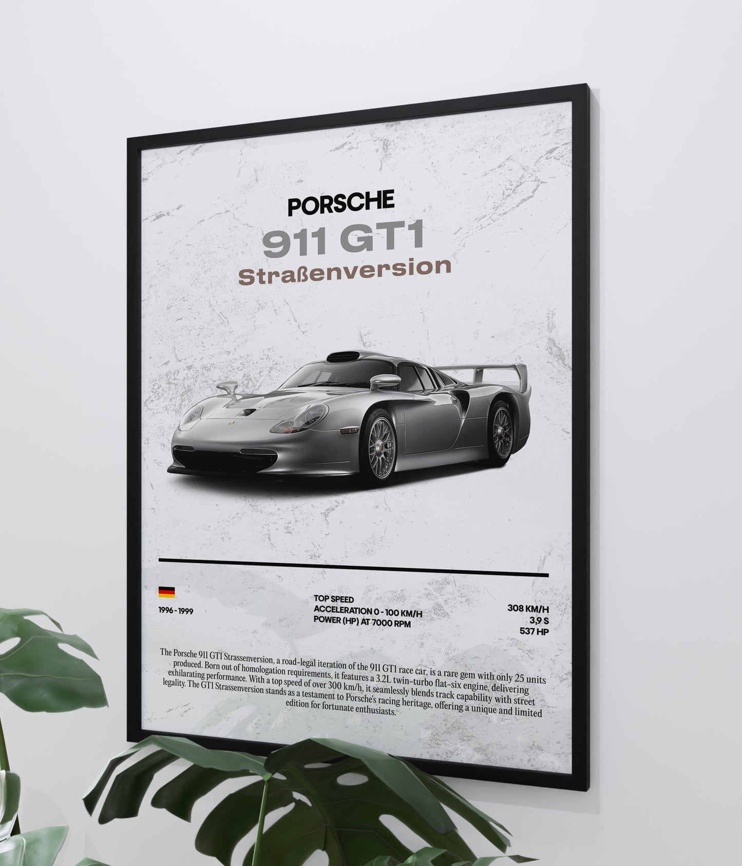 Poster Porsche 911 GT1 Straẞenversion
