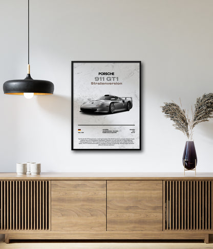 Poster Porsche 911 GT1 Straẞenversion