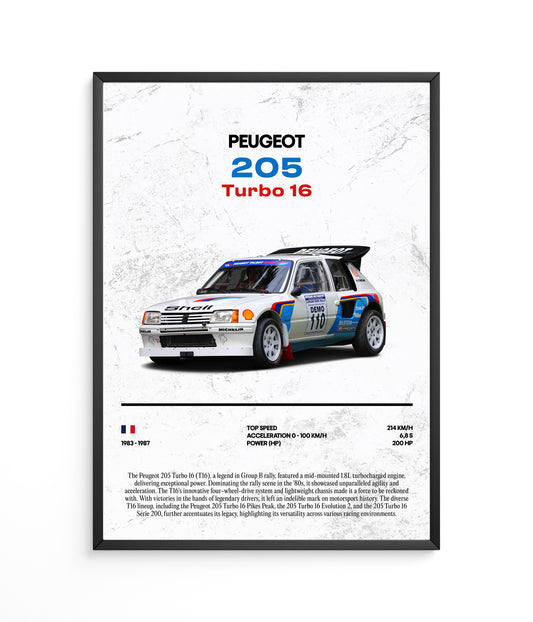 Poster Peugeot 205 Turbo 16